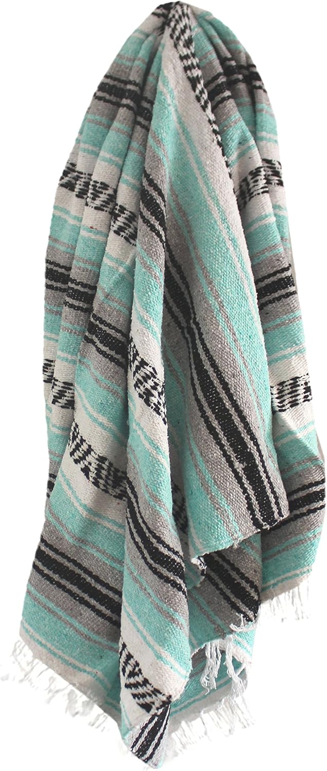 Del Mex Classic Mexican Blanket, Large Authentic Woven Falsa Throw (70"x50"), Artisan Southwest