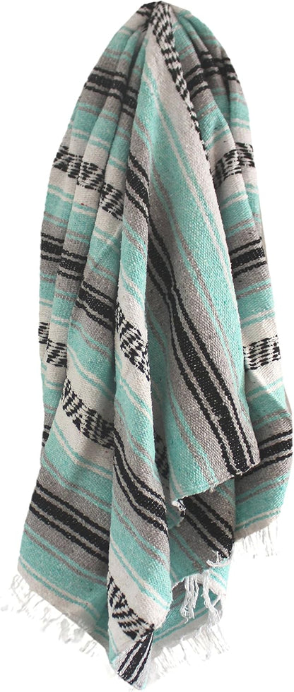 Del Mex Classic Mexican Blanket, Large Authentic Woven Falsa Throw (70"x50"), Artisan Southwest