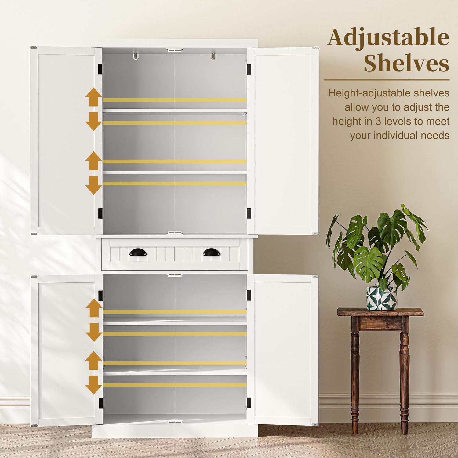ARTPOWER 72" Tall Kitchen Pantry Storage Cabinet with Drawer and Adjustable Shelves, Pantry Cabinet
