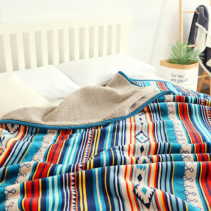 UKELER Bohemian Sherpa Bed Blanket King Size 90'' x 108'', Native American Cozy Warm Blanket for