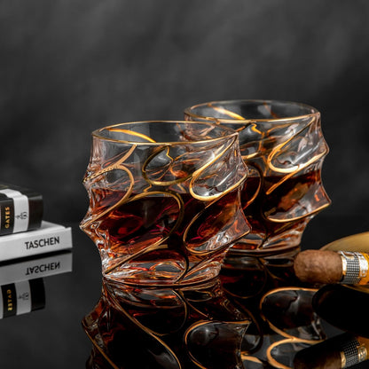 EdensDECOR Whiskey Glasses Gift Set (24k Gold Plated) Luxury Gift For Men, Bourbon, Scotch, Dad