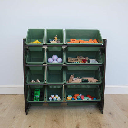 Humble Crew Kids Toy Storage Organizer with 12 Plastic Bins, Camo – Removable Bins for Playroom