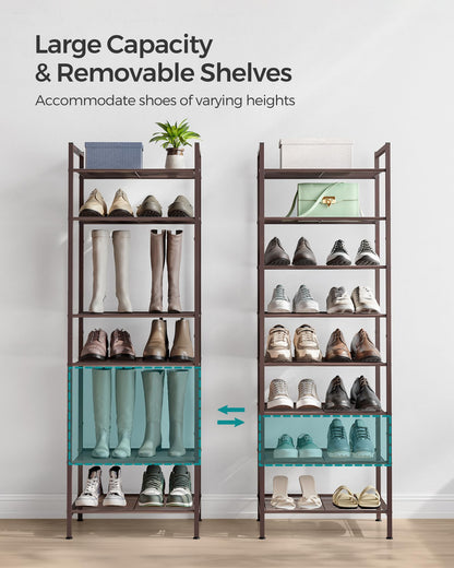 SONGMICS Metal Shoe Rack, Free Standing Shoe Organizer for Entryway Closet Garage Small Spaces