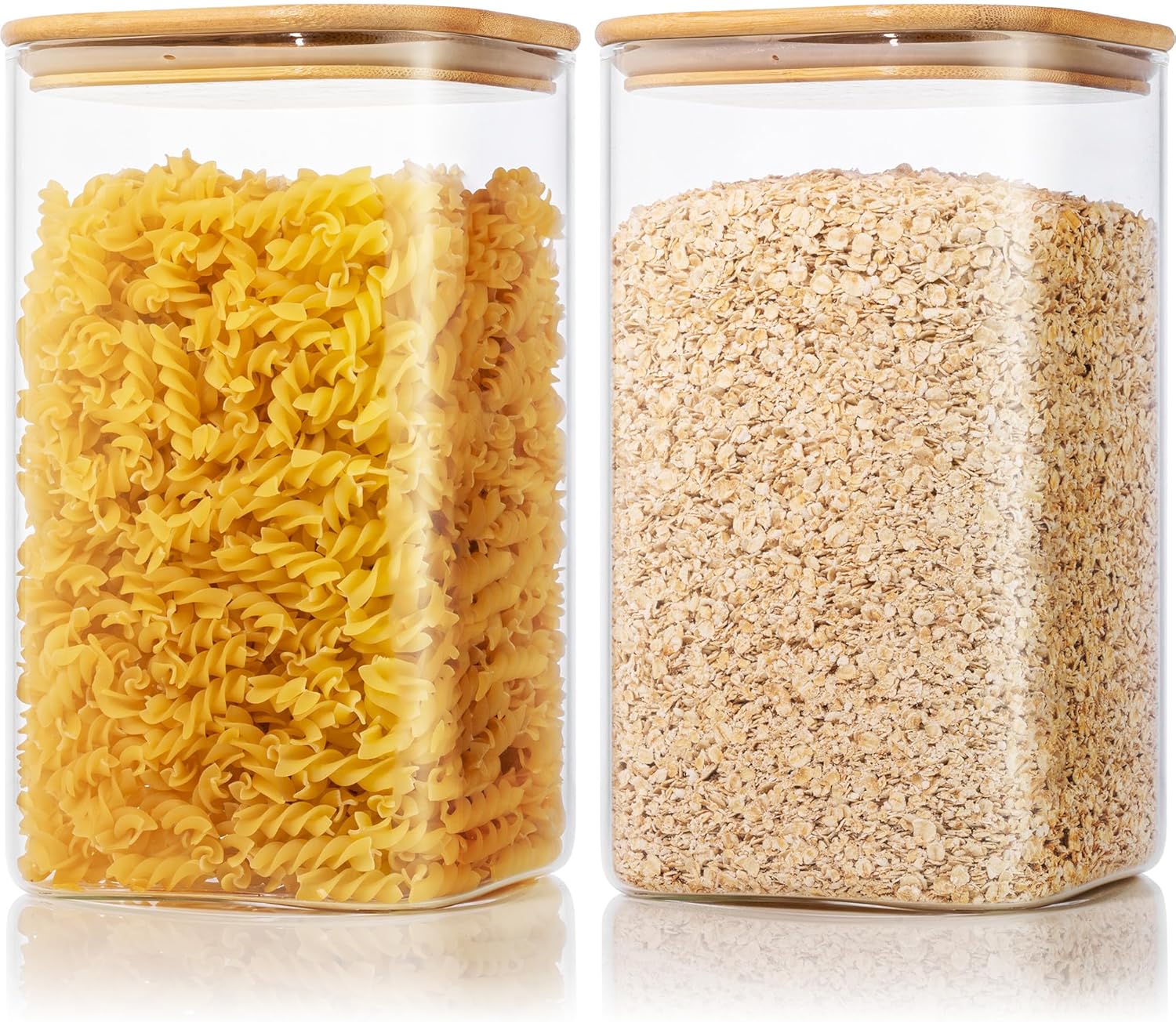 Extra Large Square Glass Flour & Sugar Storage Containers with Airtight Lids, 168oz 2 Pack Glass