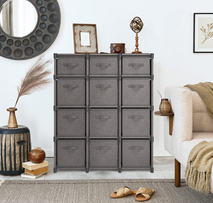 12 Cube Storage Organizer, Gray Storage Cubes Organizer Shelves, Sturdy Cubbies Storage Shelves