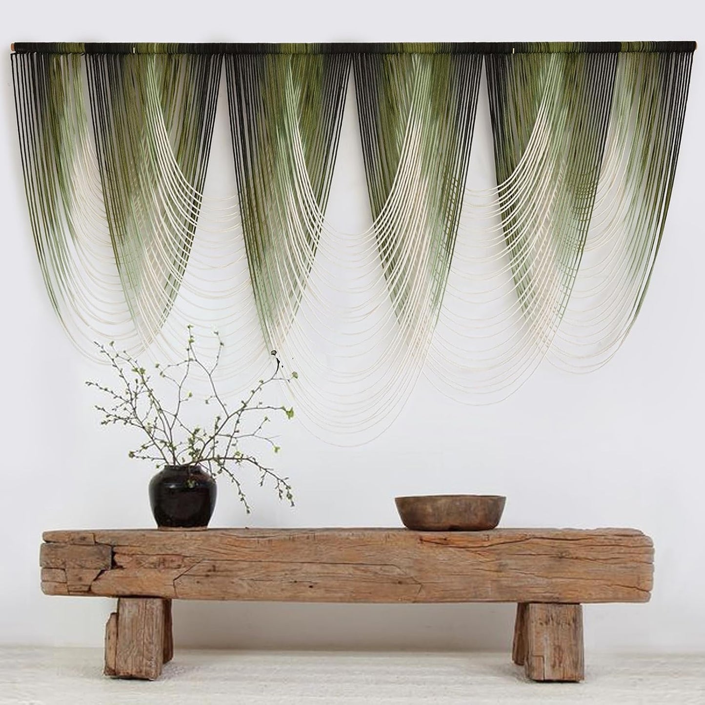 Macrame Wall Hanging Dip-Dyed Large Macrame Wall Decor Yarn Tapestry 57" W x 41" L For Headboard