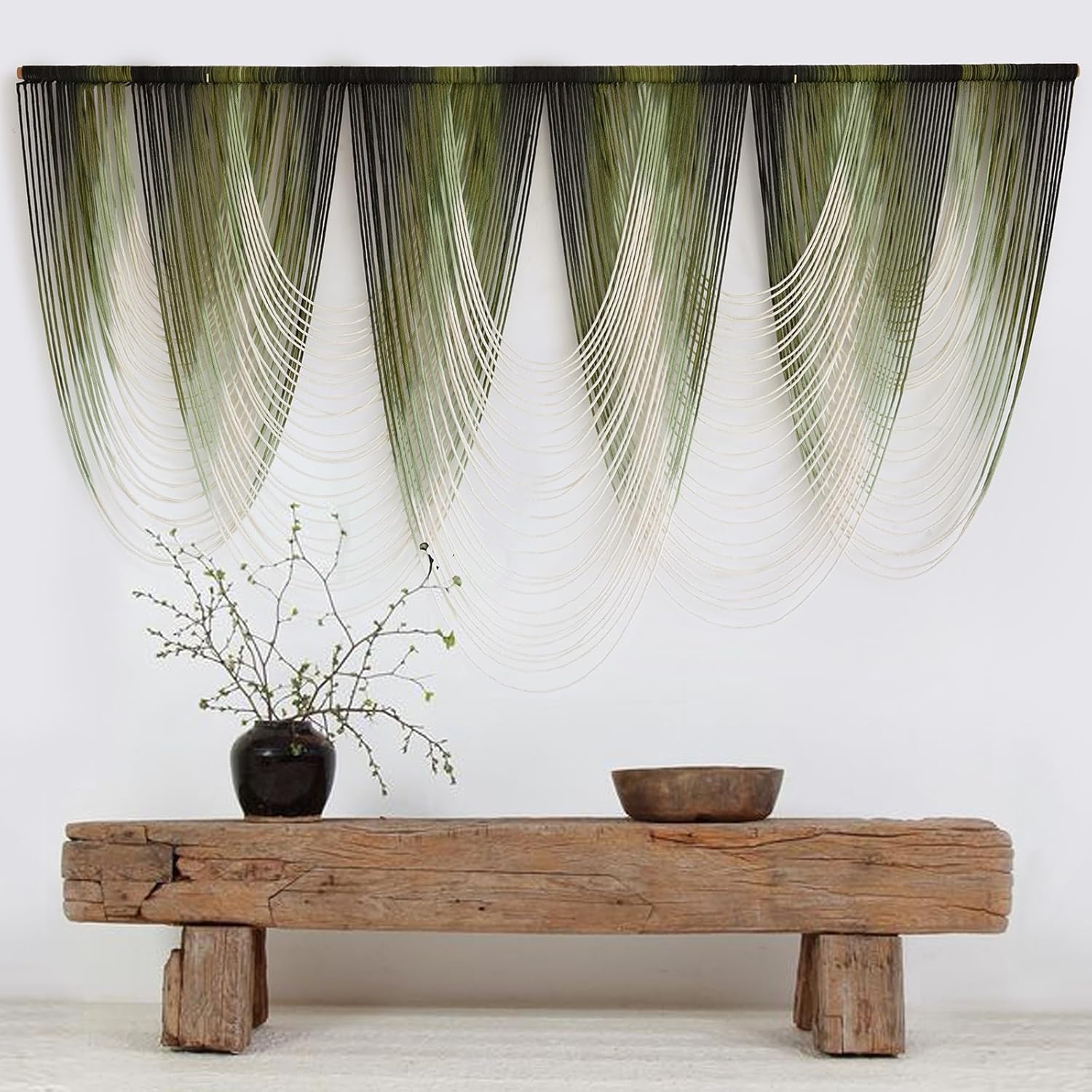 Macrame Wall Hanging Dip-Dyed Large Macrame Wall Decor Yarn Tapestry 57" W x 41" L For Headboard