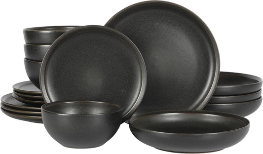 Gibson Elite Beckett Stoneware Matte Reactive Glaze 16 Piece (Service for 4) Plates and Bowls
