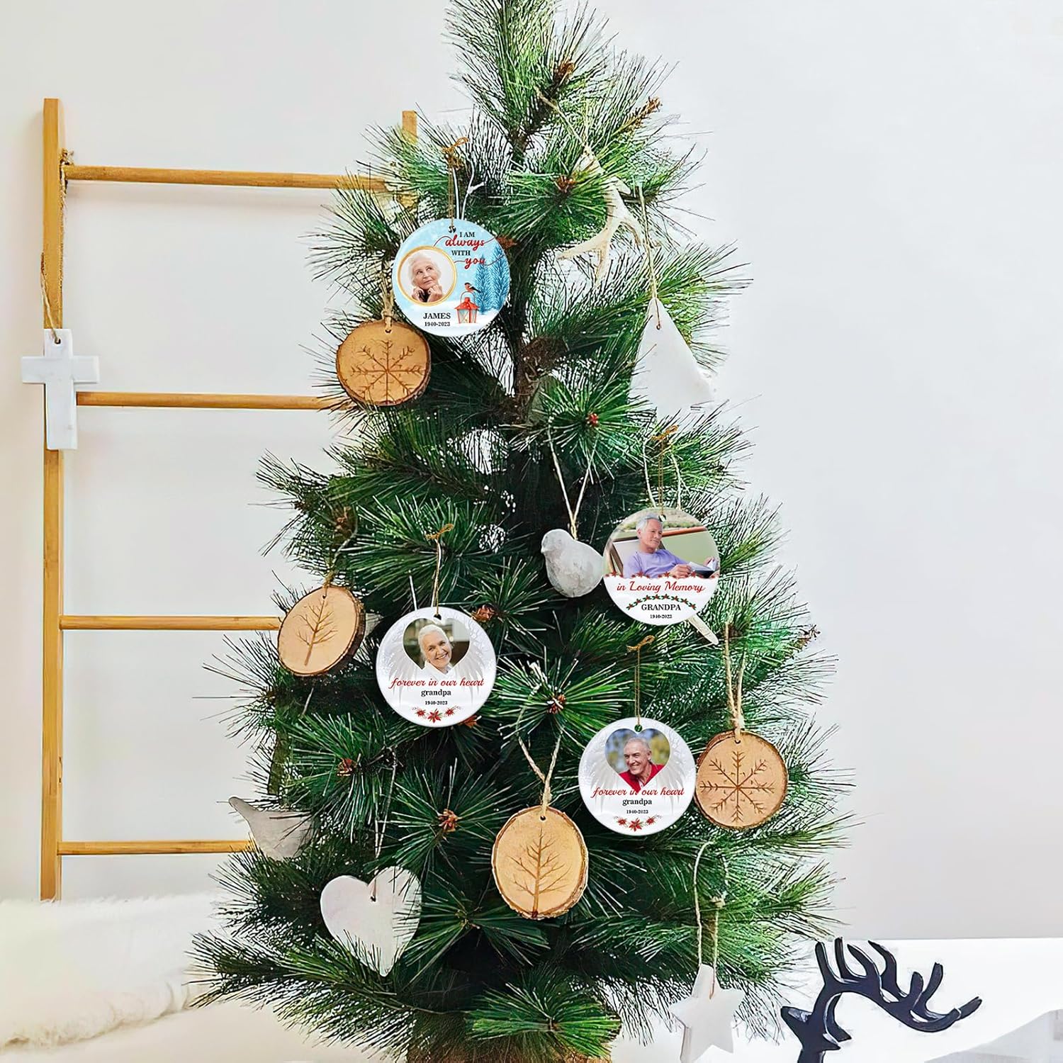 Valyria Personalized Memorial Christmas Photo Ornament, in Loving Memory Ceramic Custom Christmas