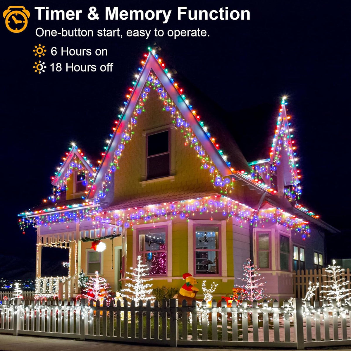 Icicle Christmas Lights Outdoor - 99FT 1216 LED Icicle Lights for Outside 8 Modes with 228 Drops