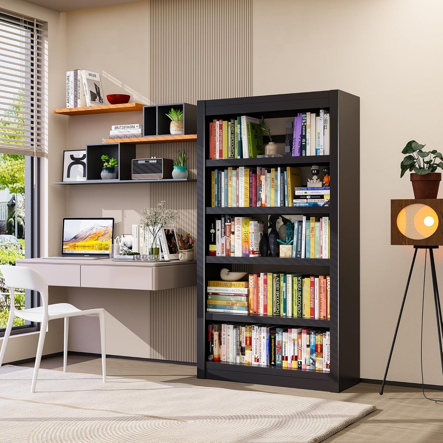 Bookshelf, 5-Tier Sturdy Bookcase, Adjustable Book Shelf, Large Capacity per Shelf, Modern Book