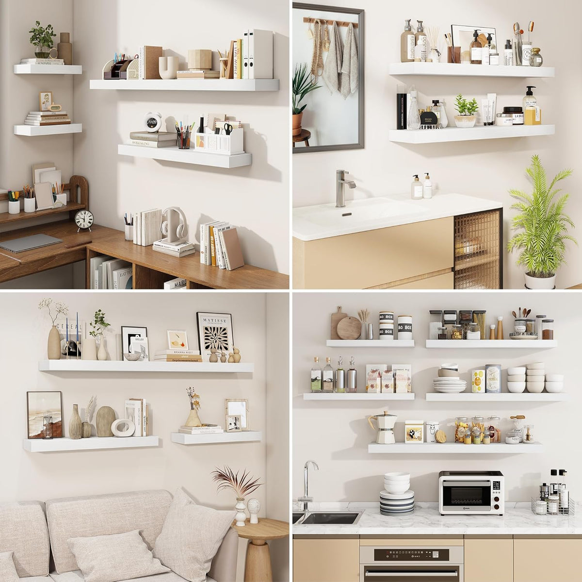 fuqing Floating Shelves for Wall, Bathroom Shelf Wall Mounted for Storage, Shelves with Invisible