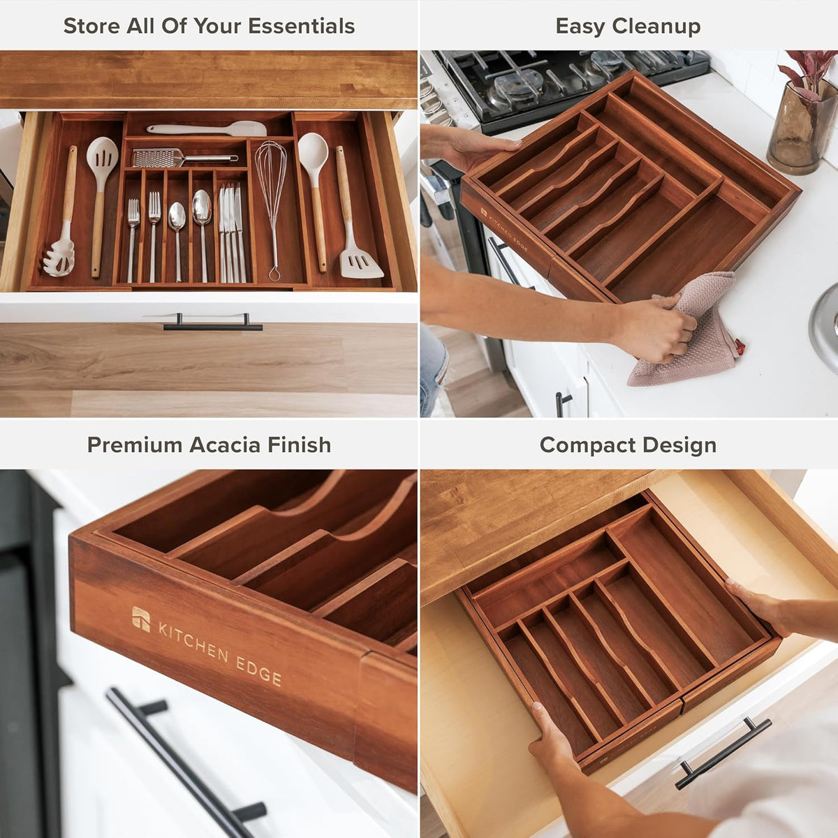Premium Silverware, Flatware and Utensil Organizer for Kitchen Drawers, Food-Safe Contract Grade