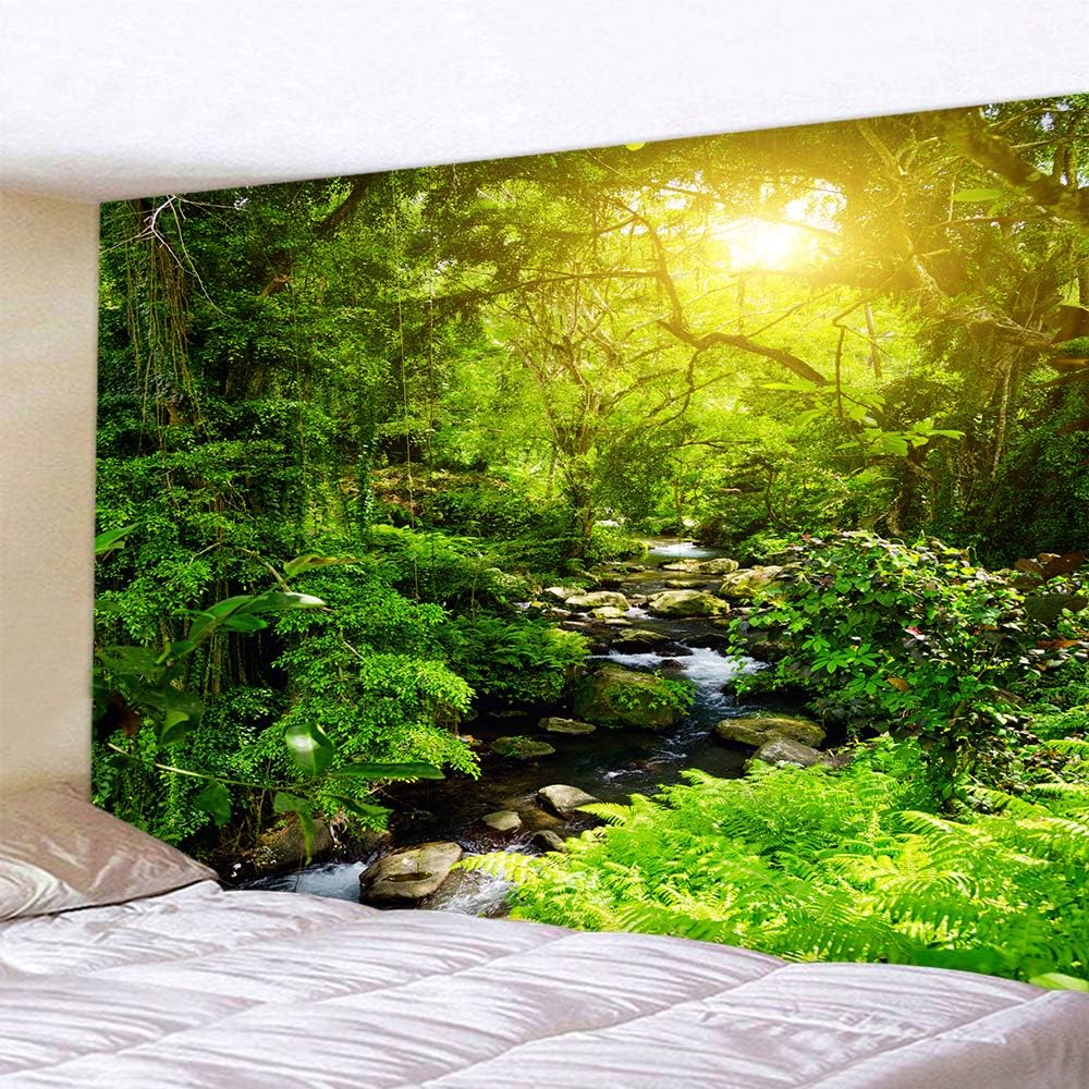 Llamazing Forest Tapestry - Home Decor Landscape for Living Room & Bedroom (Forest Creek