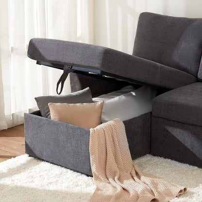 VanAcc Sleeper Sofa, Sofa Bed- 2 in 1 Pull Out Couch Bed with Storage Chaise, Sleeper Couch for