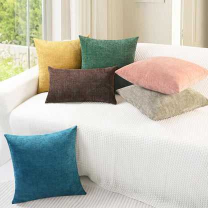 CaliTime Throw Pillow Covers Decorative 20 X 20 Inches Pack of 2 Cozy Chenille Cushion Cases for