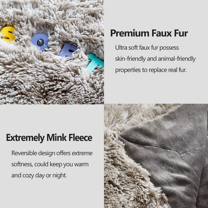 GONAAP Fuzzy Faux Fur Throw Blanket Frosty Grey Super Soft Cozy Plush Fuzzy Shaggy Blanket for