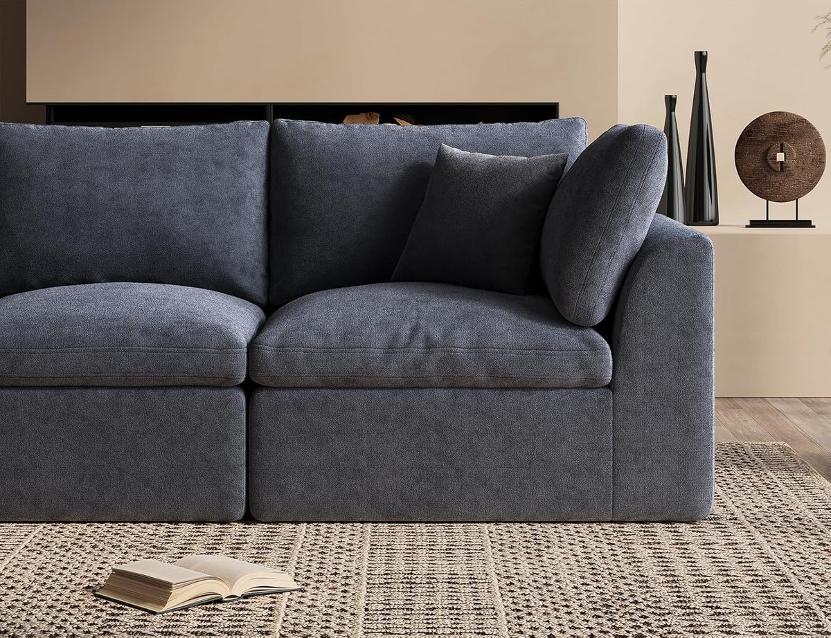 110 Inch Cloud Sectional Couches for Living Room, Convertible L Shaped Couch with Ottoman, 3 Seater