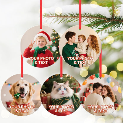 Personalized Photo Christmas Ornaments Double-Sided Metal Custom Picture Christmas Ornament 2024