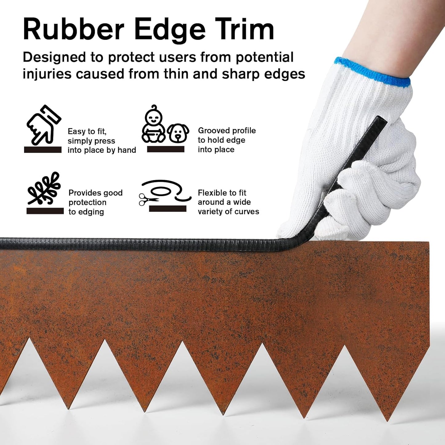 Worth Garden 6-Pack Cor-Ten Steel Landscape Edging with Black Protection Strips - Rust Patina