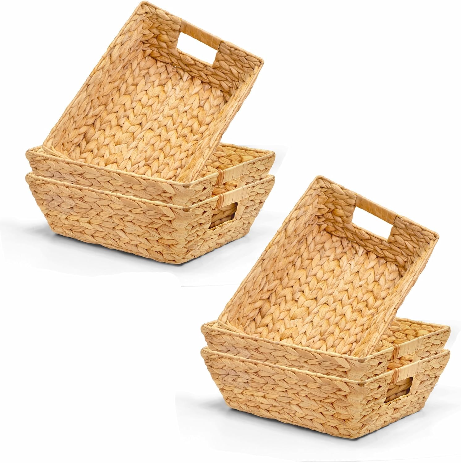 Set of 6 Snack Baskets, Wicker Snack Basket Organizer for Office, Small Wicker Baskets with