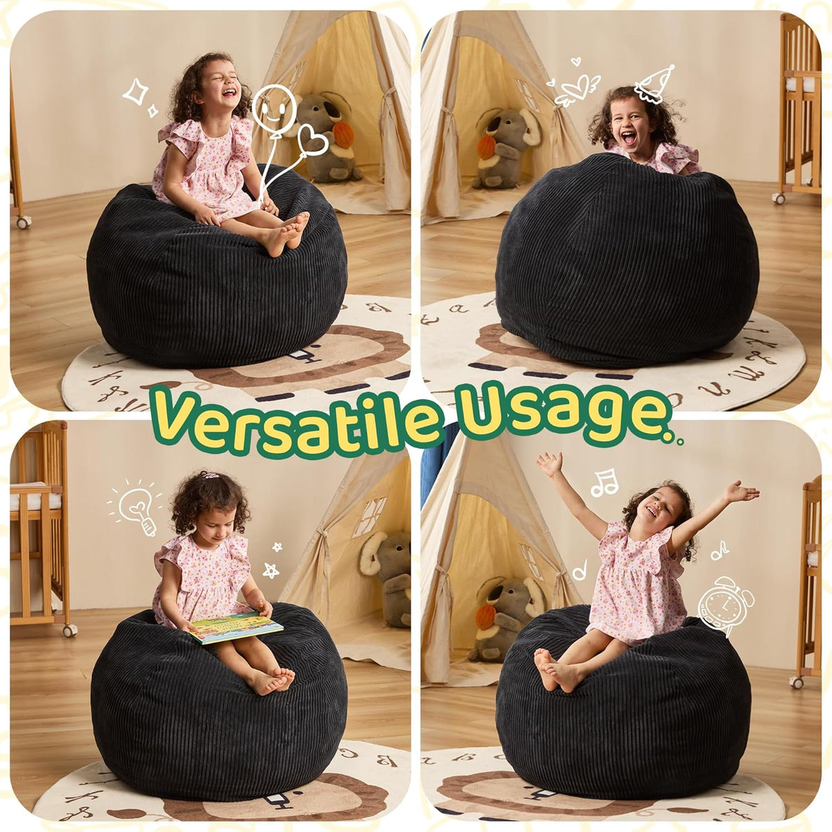 Bean Bag Chairs Teardrop Bean Bag Chair Beanbag Chair with Memory Foam Filled Machine Washable