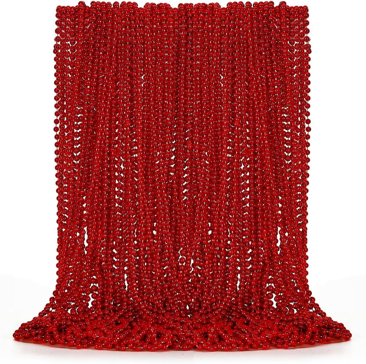 50PCS Bead Necklace, Red Christmas Bead Stuff Party Favors, 33" Necklaces Festival Parade Throw