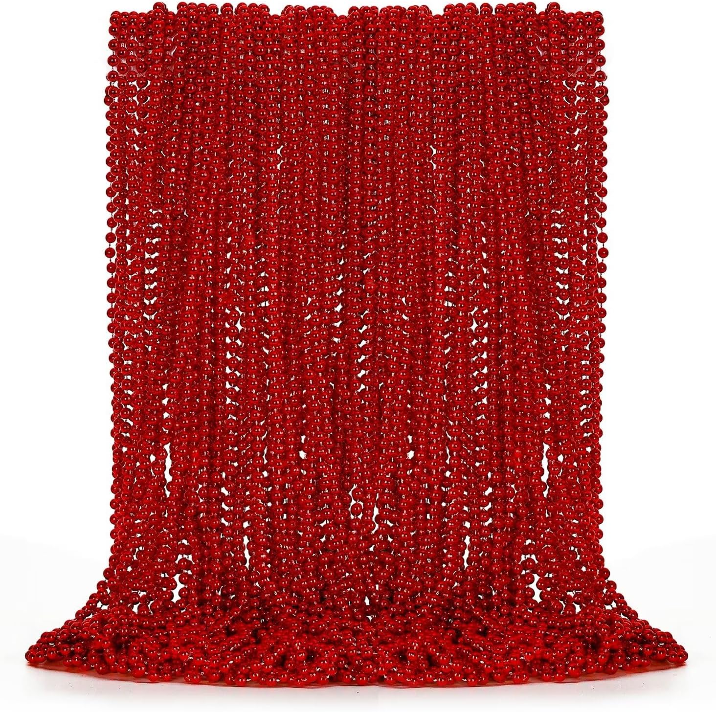 50PCS Bead Necklace, Red Christmas Bead Stuff Party Favors, 33" Necklaces Festival Parade Throw
