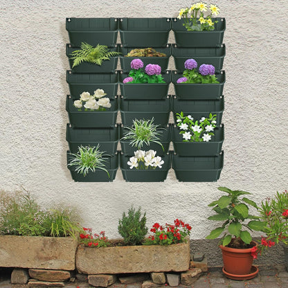 18Pcs Vertical Wall Planter, 13 inch Wall Mounted Garden Planters, Plastic Wall Hanging Planter