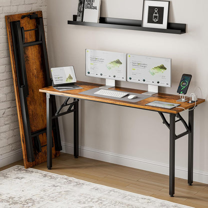 Frylr Small Folding Computer Desk – 55.1 Inch Portable Table for Craft and Study, Lightweight Desk