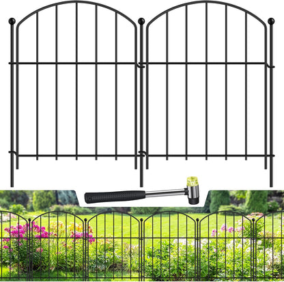Decoration Garden Fence 17in x 20ft, 20 Pack Rustproof Metal Animal Barrier Fence, Arched Flower