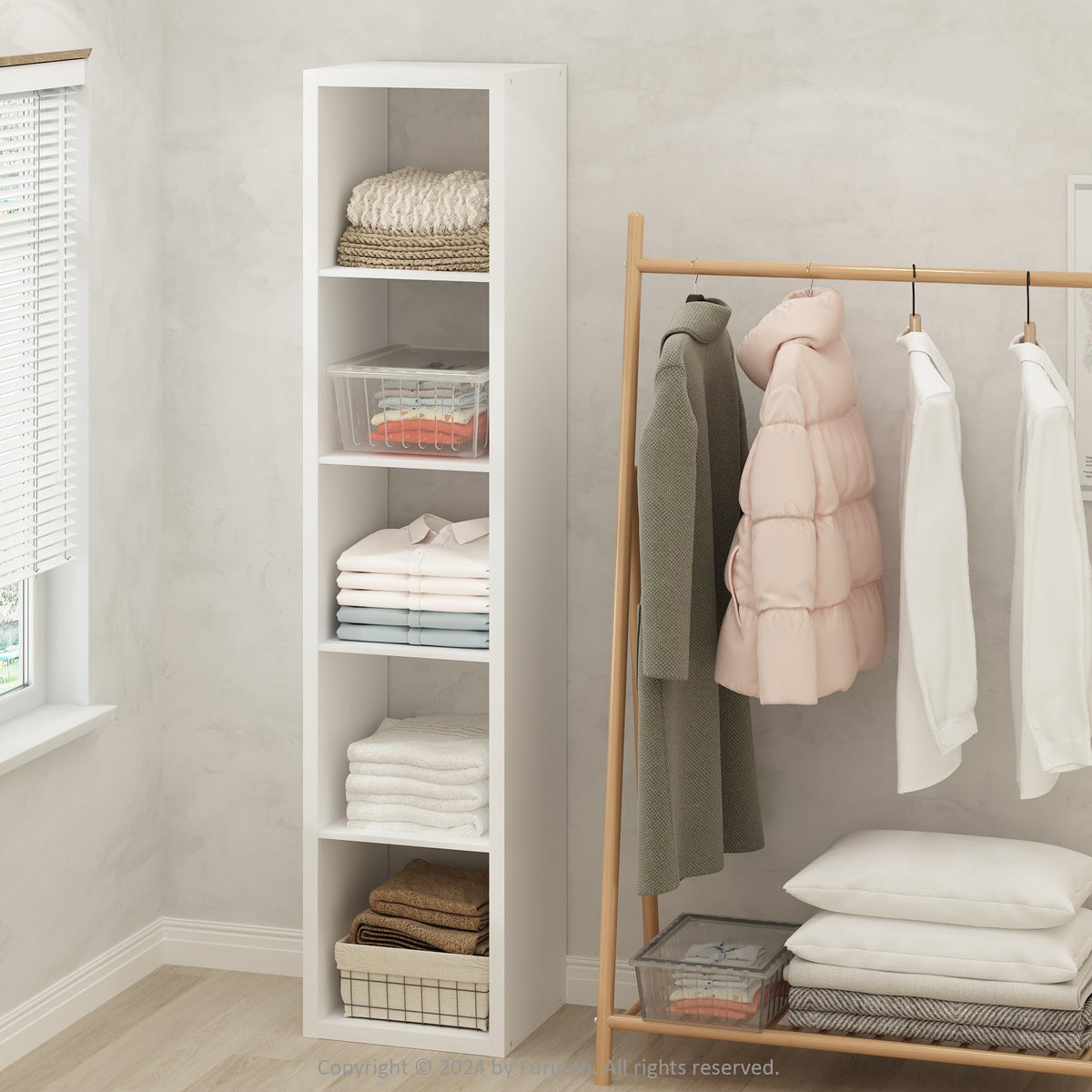 Furinno Cubic Extra Thick 5-Cube Closet Organizers and Storage, White