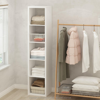 Furinno Cubic Extra Thick 5-Cube Closet Organizers and Storage, White
