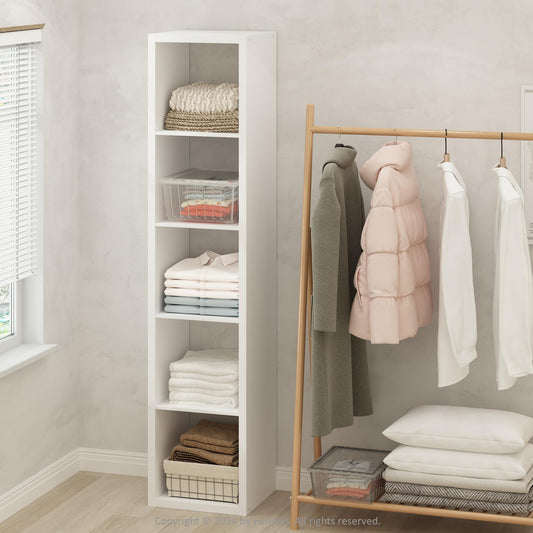 Furinno Cubic Extra Thick 5-Cube Closet Organizers and Storage, White
