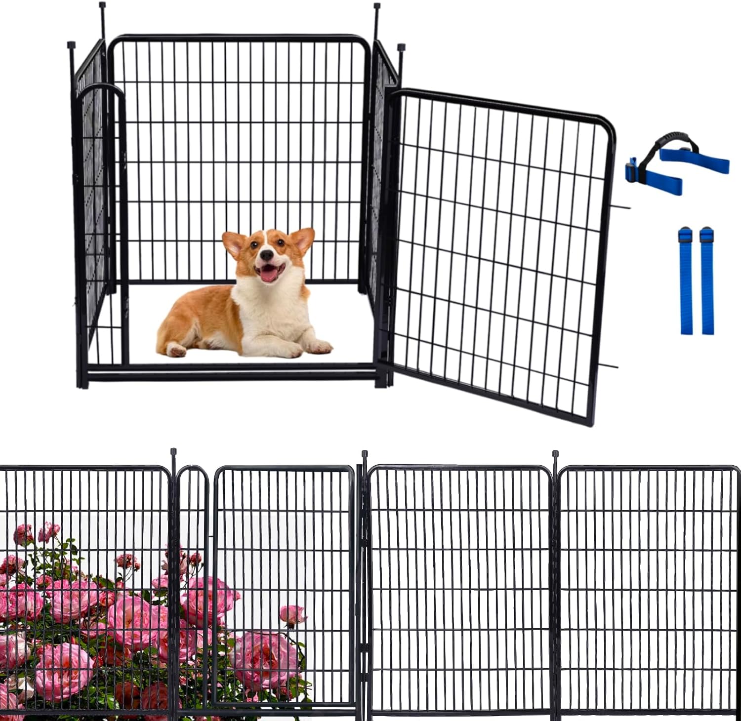 Tall Garden Fence Animal Barrier, 48 in(H) Fencing for Garden Beds, 4 Panels Total 8.9