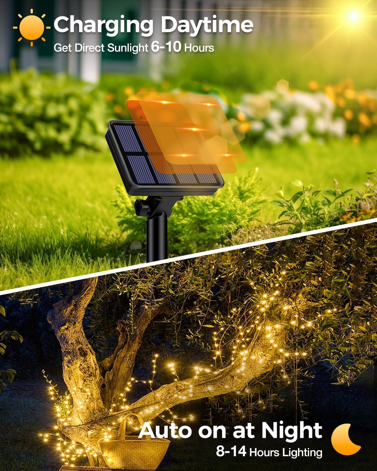3 Pack Solar Fairy Lights for Outside Waterproof, Total 147FT 450 LED Solar String Lights Outdoor 8