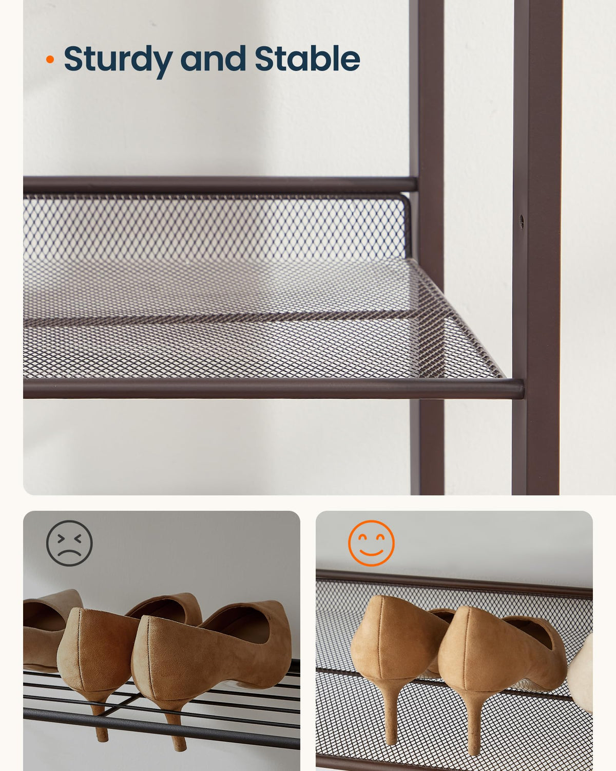SONGMICS HOME 3-Tier Stackable Shoe Rack, Metal Shoe Organizer for Closet, Entryway, Garage, Flat