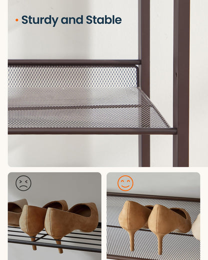 SONGMICS HOME 3-Tier Stackable Shoe Rack, Metal Shoe Organizer for Closet, Entryway, Garage, Flat