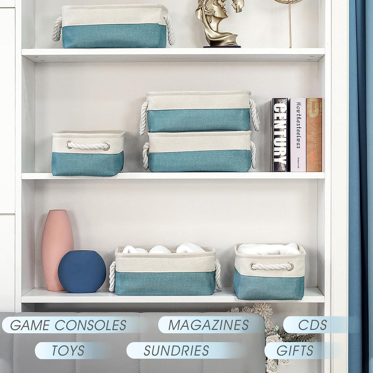 TheWarmHome Fabric Storage Bin with Handles,Storage Basket for Home Storage and Organization, Shelf