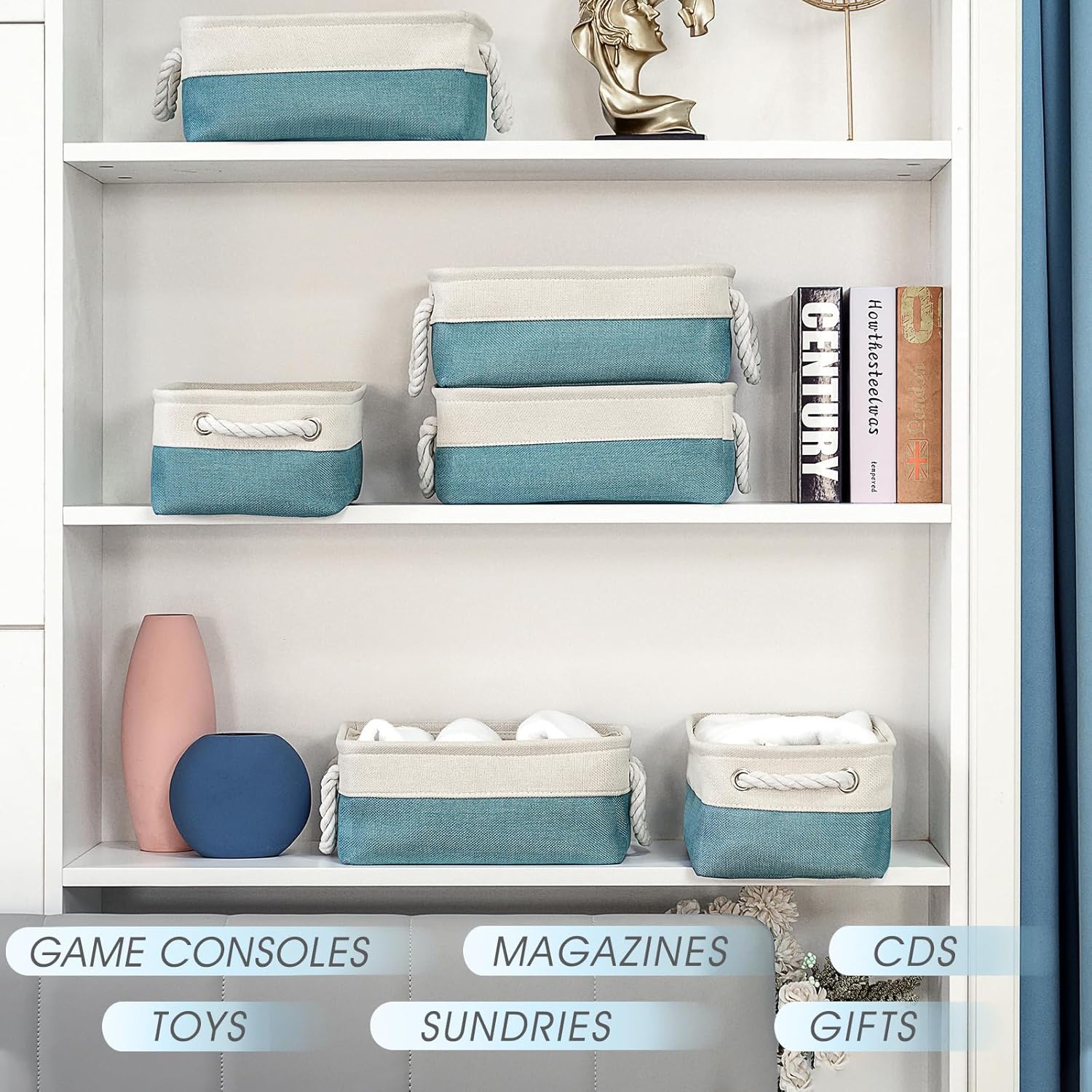 Organization and Storage Basket for Organizing - 12X8X5.2 inch 6 Pack Fabric Cube Storage Bin