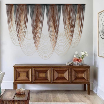 IOWER Macrame Wall Hanging Brown Dip-Dyed Large Macrame Wall Decor For Living Room Boho Fiber Art