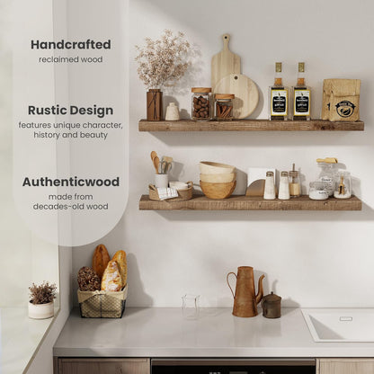 Floating Shelves Reclaimed Barnwood, 8" Deep Solid Wood Floating Shelf Wall Hanging Shelves with