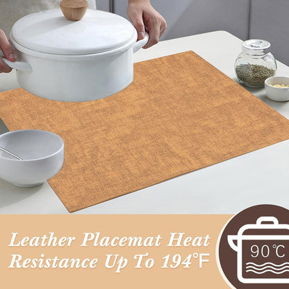 SUEH DESIGN Leather Placemats Set of 6 Reversible Table Mats Heat Resistant Waterproof No-Slip