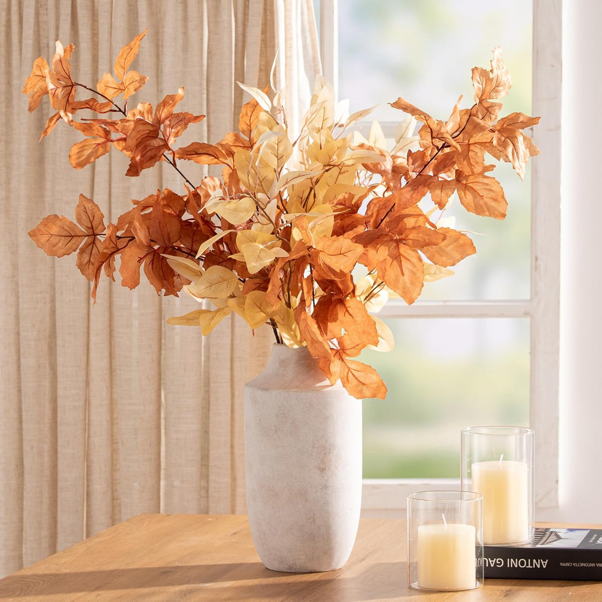 Mitt&Ditt Ceramic Flower Vase, 12.5 inch Tall Off-White Vase, Large Decorative Terracotta Vases