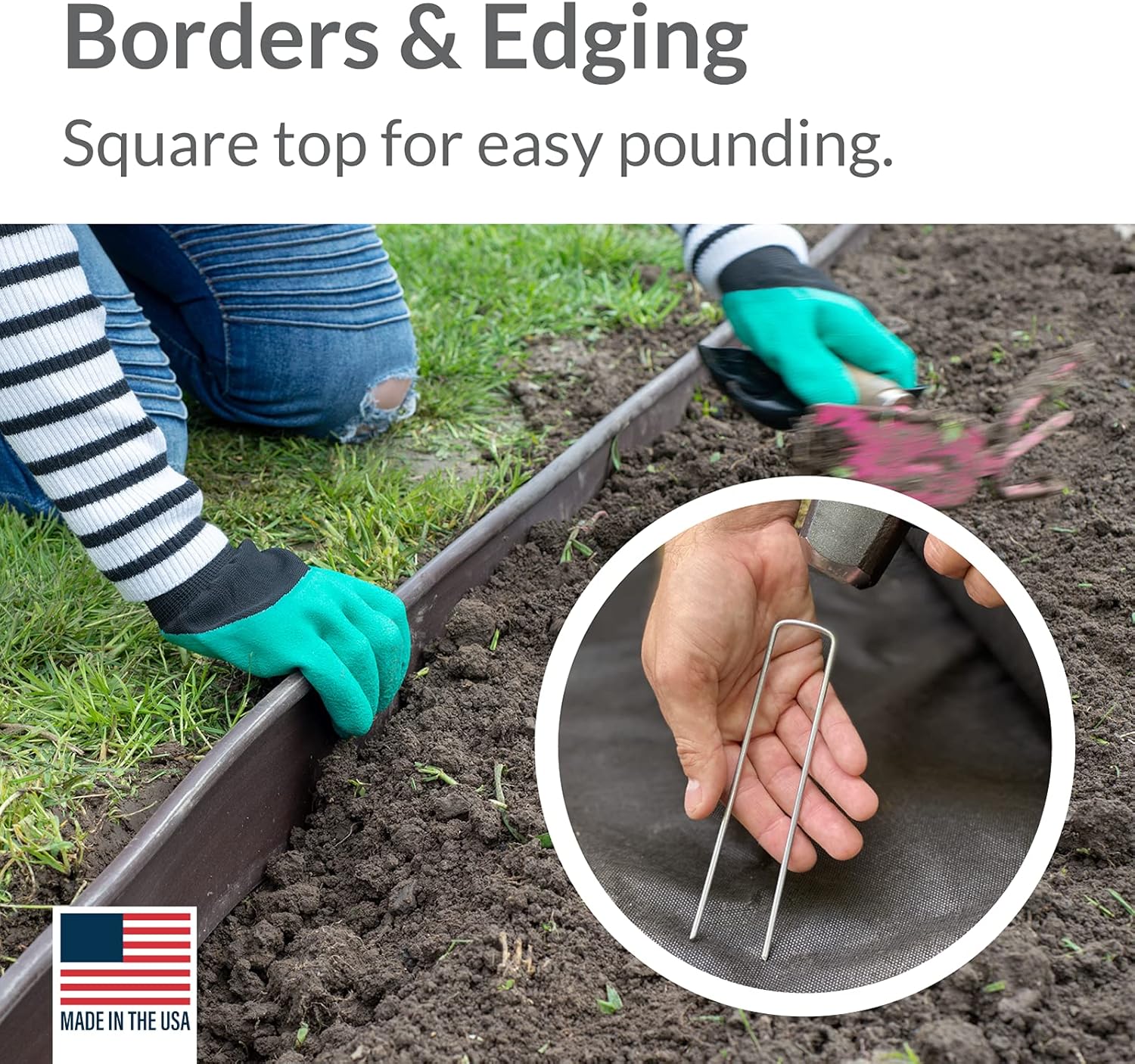 Pinnacle Mercantile USA Made 450 Pack Garden Landscape Staples Weed Barrier Fabric Stakes