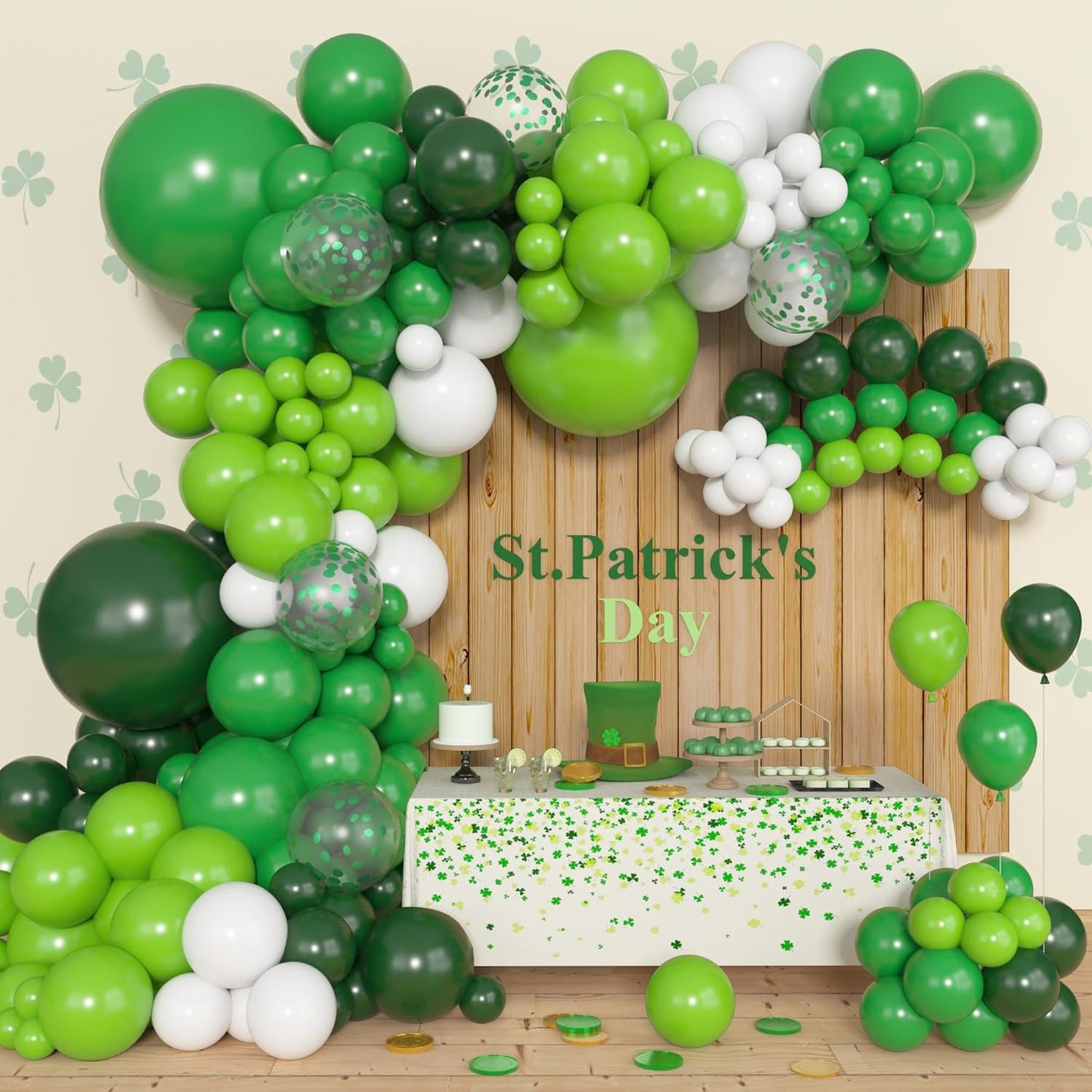 Amandir 153pcs Green Balloons Arch Garland Kit, Different Sizes 18 12 10 5inch Dark Emerald Light
