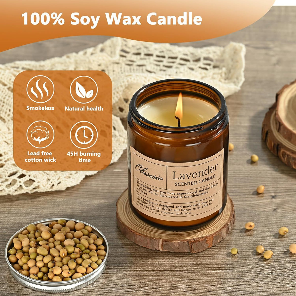 Candles 2 Pack, Candles for Home Scented, Aromatherapy Candle Gift Set for Women Soy Wax Long