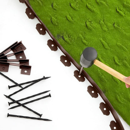 Sasylvia 2'' x 200' Landscape Edging Kit Edging Border Coil Include Anchoring Spikes 10 Connectors