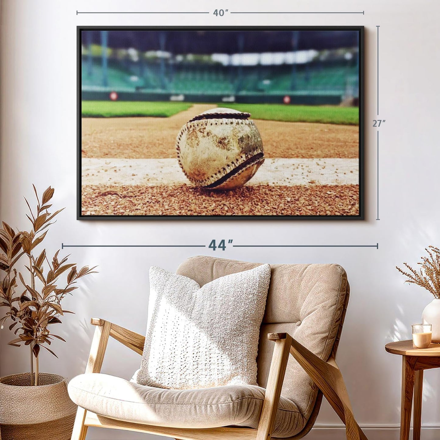 ElephantStock Baseball In Stadium Wall Art - Horizontal Framed Canvas - 1-Piece Living Room Wall