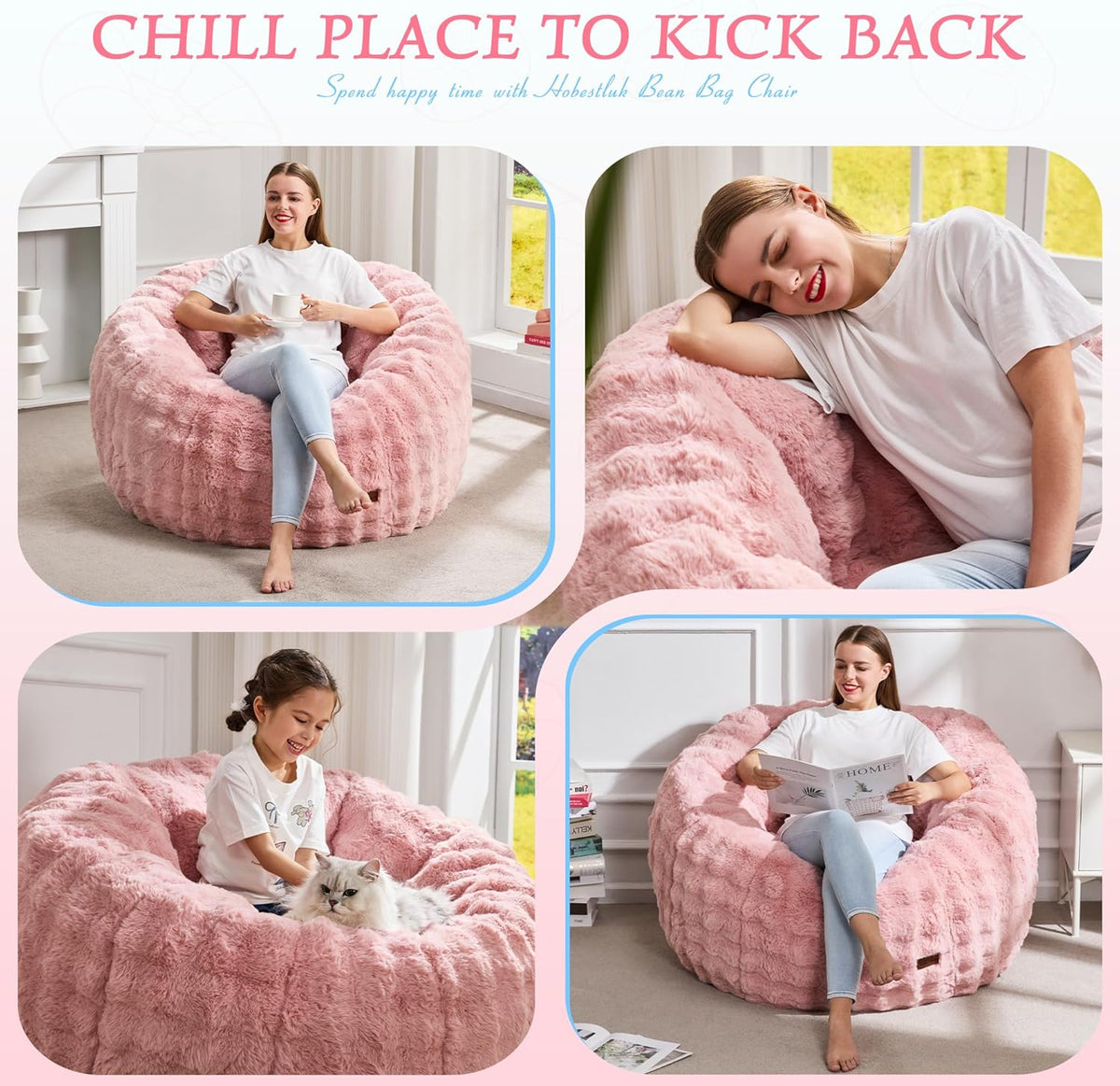 Hobestluk Bean Bag Chair Oversized Bean Bag Chair for Adults Donut-Shaped Large Bean Bag with
